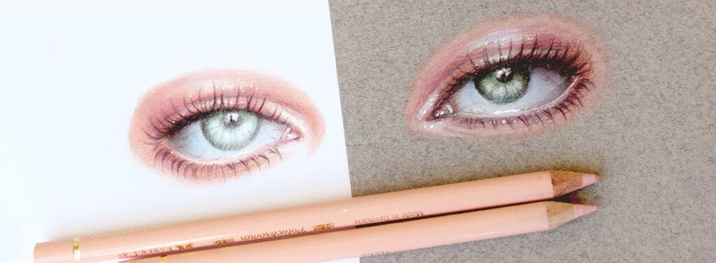 How I Draw An Eye In Colored Pencils On Colored Paper